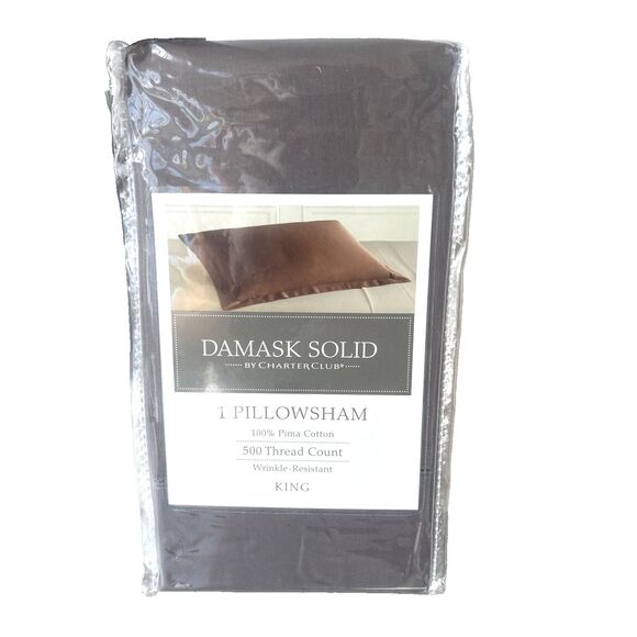 Charter Club Damask Solid 1-King Pillowsham 500 Thread Count 100% Pima Cotton - Picture 4 of 4